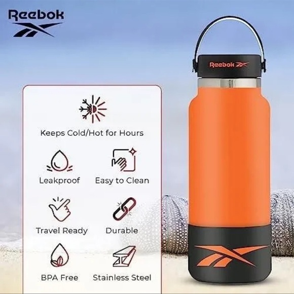 Reebok Stainless Steel Wide Mouth Water Bottle With Flex Cap - 40 oz - Picture 10 of 13